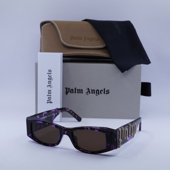 Palm Angels PERI007 ANGEL 3464 Rectangle Sunglasses - Havana Purple/Brown - Picture 5 of 11